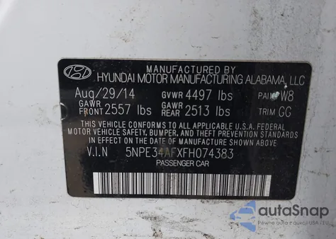 2015 Hyundai Sonata Sport from USA, damaged, VIN 5NPE34AFXFH074383